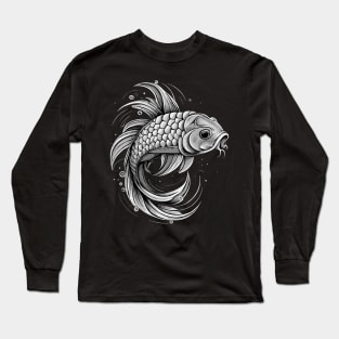 Black and White Fish Long Sleeve T-Shirt